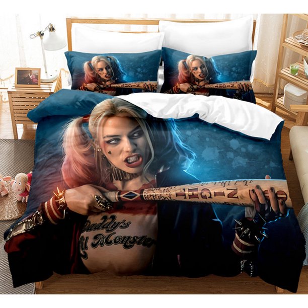 Joker Harley Quinn Quilt Duvet Cover Set Comforter Cover Pillowcase3-Piece Bedding Set