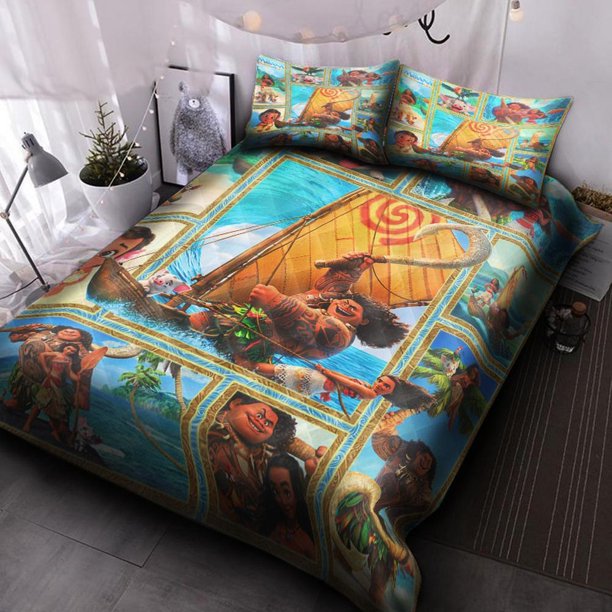 Moana V Quilt Duvet Cover Set Queen Bedding Bedroom Decor Kids Pillowcase3-Piece Bedding Set