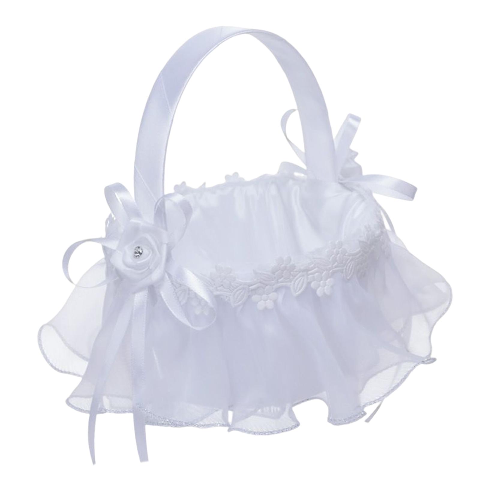 Magideal - Cesta Elegante De Flores Para Boda Para Niña, Contenedor De Dulces De Frutas Con Símbolo Dulce, Accesorios Nupciales Con Asa Para Decoración De Fiesta , Rose Opción 5