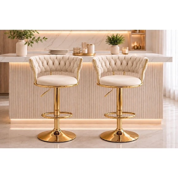 Pack De 2 Taburetes Queen Velvet Gold - Beige