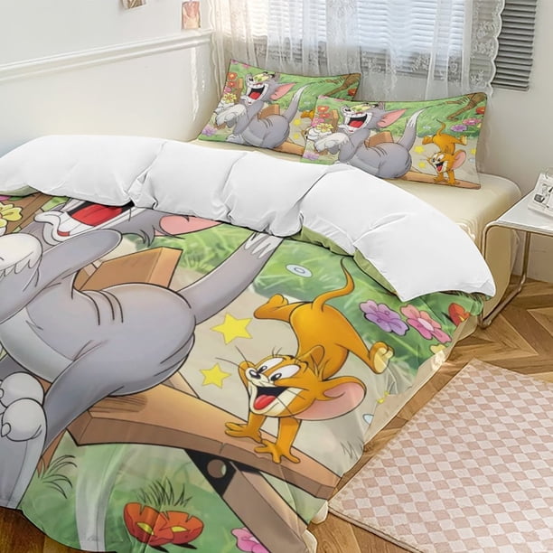 Tom And JerryCartoon Collection 3-Piece Comforter Set, Personalized Bedding Decor for Kids And Teens Bed Sheets