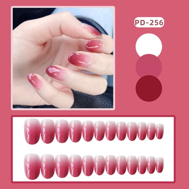 Glittery Pink Square Press On Nails - Full Cover Artificial Finger Manicure for Women and Girls