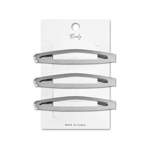 Besty - Set Clip Semiovalado Grande Plateado 3U Plateado