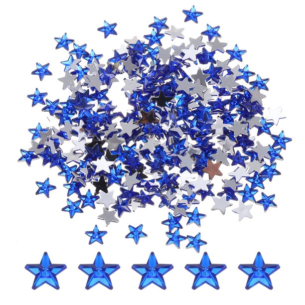 Uxcell 200Pcs Acrílico Estrella Rhinestone 0.24x0.24" Gemas de Plástico con Respaldo Plano Pegatinas de Joyería para Manualidades Azul Zafiro