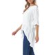 thumbnail image 4 of INSPIRE CHIC Blusa Asimétrica de Mujer con Mangas de Campana 3/4, Cuello Redondo, Espalda con Abertura, Dobladillo con Volantes, Casual, Talla S, Blanca, 4 of 6
