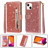 Foxdock - Funda Para Elegante Funda Iphone 14 Plus Glitter Con Cremallera-Ideal Para El Uso Diario