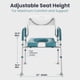 thumbnail image 5 of Asiento de inodoro elevado PELEGON con asas, 400 libras, gris, 5 of 9
