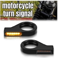 Xusx111 - Un Par De Señales De Giro De La Horquilla Delantera Secuencial Switchback Led, Luces De Marcha De La Motocicleta Para La Horquilla De Montaje Delantero De 41Mm Sportster