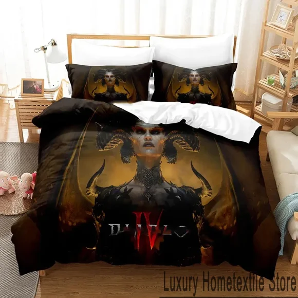 Diablo IV Game Bedding Set Duvet Cover Bed Set Quilt Cover Pillowcase Comforter Boys Adult Bedding Bed Sheets