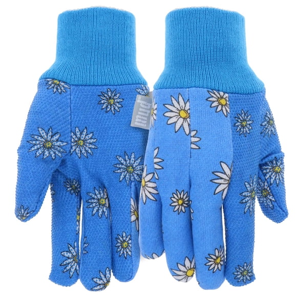 Guante de jardín MUD Basic de PVC con forma de palma punteada para mujer, azul M/L
