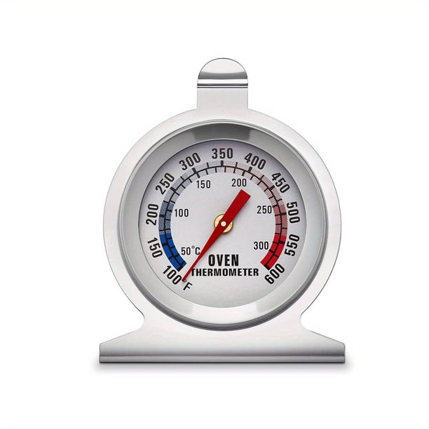 1pc, Oven Thermometer Double Scale 50-300°C/80-80°F, Oven Barbecue Wok Chef Smoking Thermometer Instant Read Stainless Steel Thermometer Kitchen Cooking Thermometer For BBQ Baking, Hook Or Independent