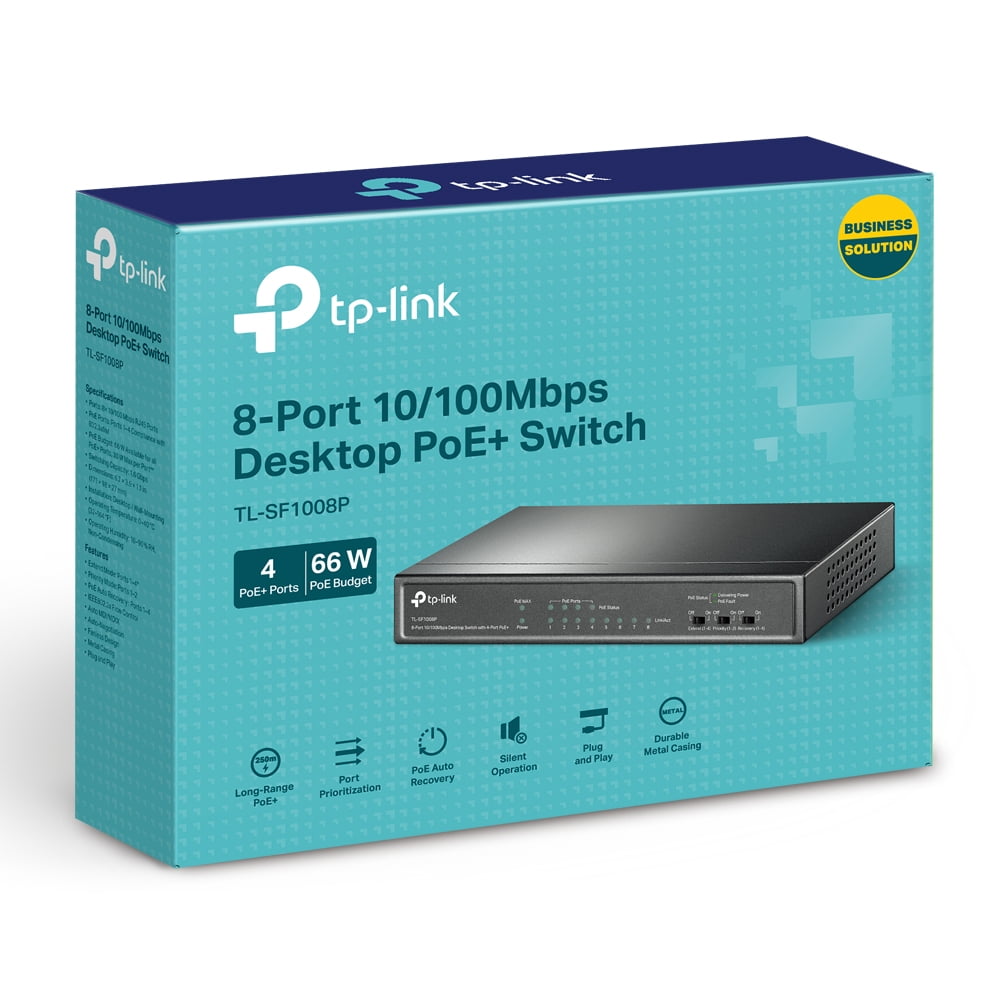 Tp Link - Switch 8 Puertos 4 Puertos Poe+ 10/100mbps Tl-sf1008p