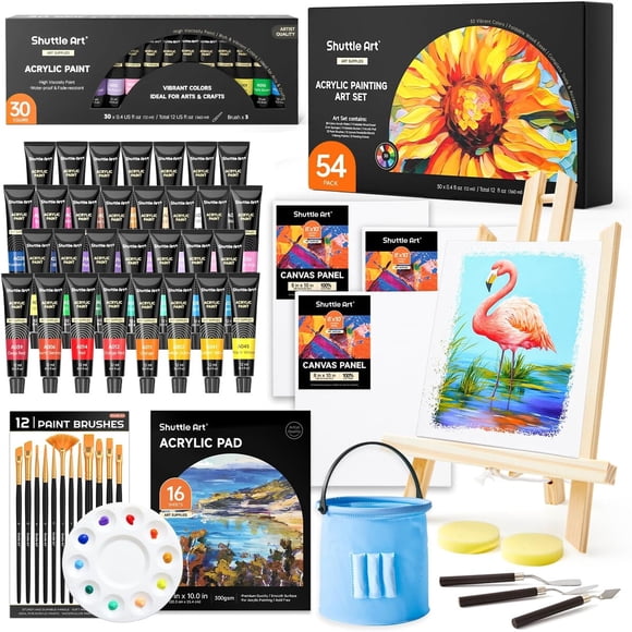 Set Pintura Acralica Shuttle Art 54 Piezas 30 Colores Caballete