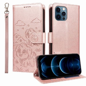 Funda Billetera Foxdock Compatible Con Iphone 13 Pro, Diseño Perrito Tierno, Ranuras Para Tarjetas Y Soporte Plegable