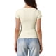 thumbnail image 3 of INSPIRE CHIC Camiseta de Oficina Casual Acanalada para Mujer Ajuste Ceñido Mangas Cortas Verano Tops L Blanco, 3 of 6