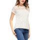 thumbnail image 2 of INSPIRE CHIC Día de San Valentín Blusa Casual de Mujer con Mangas Cortas Transparentes de Encaje Floral L Blanco, 2 of 7