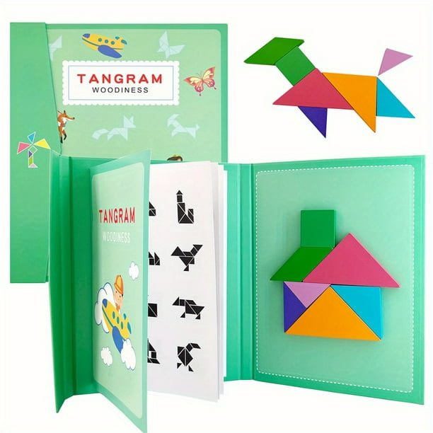 Magnetic 3D Puzzle Geometric Shapes Tangram Jigsaw Board Kids Montessori Games Baby Educational Wooden Toys