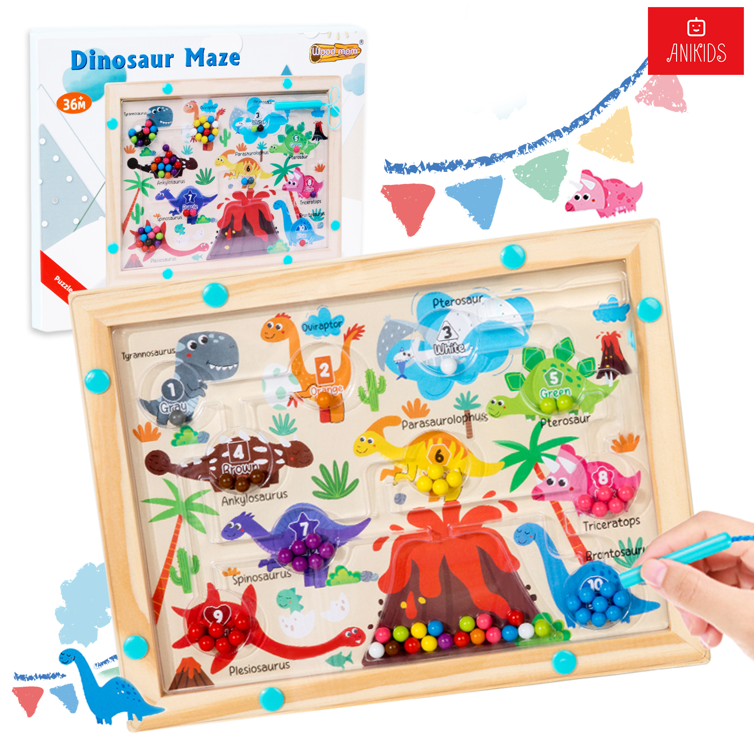 Anikids - Laberinto Magnético Juguete Didáctico Montessori Madera Niño