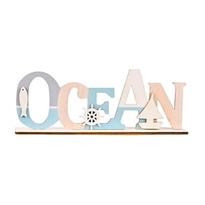 Magideal - Cartel De Placa De Decoración Con Tema Marino, Centro De Mesa Independiente De Madera Para Dormitorio, Baño, Cocina O Sala De Estar, Manualidades, Estilo A