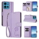 thumbnail image 2 of Funda Cartera Trébol para Motorola Moto G75 5G con Ranuras Tarjetas y Carga Inalámbrica Morado claro, 2 of 6