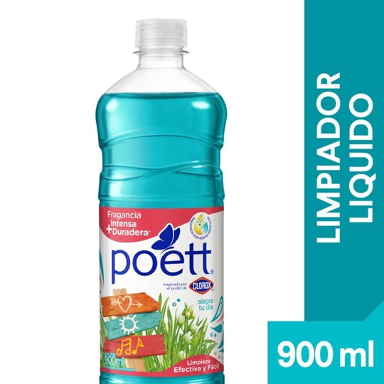 Limpiador Pisos Desinfectante Alegra Tu Día Botella 900 ml Poett