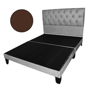 Mueblart - Base De Cama Con Respaldo A Piso 2 Plazas Café Felpa