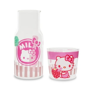 Set De Jarra Y Taza De Cristal Silver Buffalo Hello Kitty