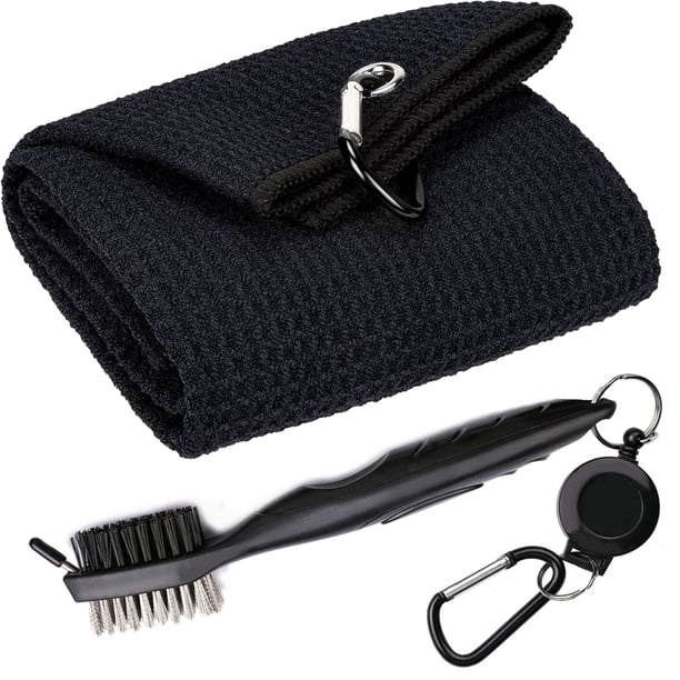 Kit De Toalla De Golf De Microfibra Con Patrón Waffle Y Cepillo