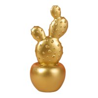 Fliperex - Adorno Cactus De Resina Dorado Decoracion Mesa Oficina D1