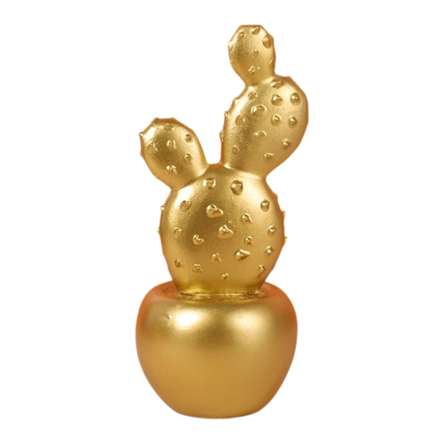 Fliperex - Adorno Cactus De Resina Dorado Decoracion Mesa Oficina D1 Dorado