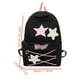 thumbnail image 3 of Cute Star Decor Large Capacity Preppy Backpack, Canvas Durable Lightweight School Daypack, Fashion Kawaii Commuter Bag, 3 of 4