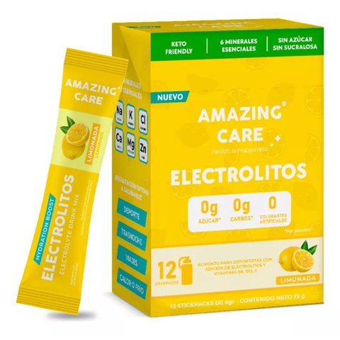 Electrolitos Bebida Hidratante Amazing Care Limonada 12 Unid