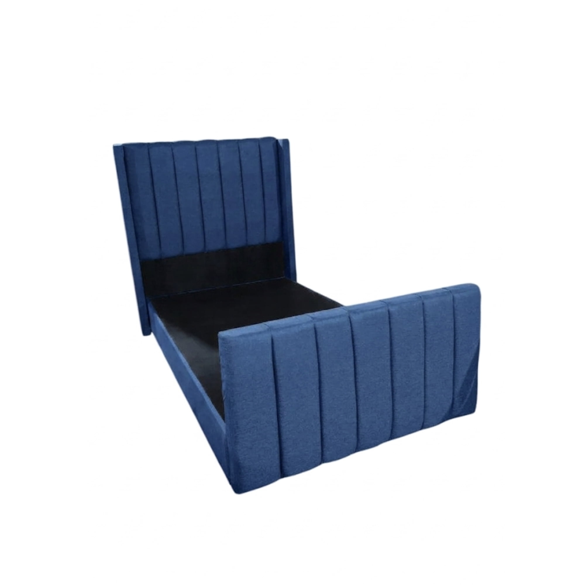 Rous Muebles - Cama 1,5 Plazas, Doble Respaldo Premium, Acanalado, Color Azul
