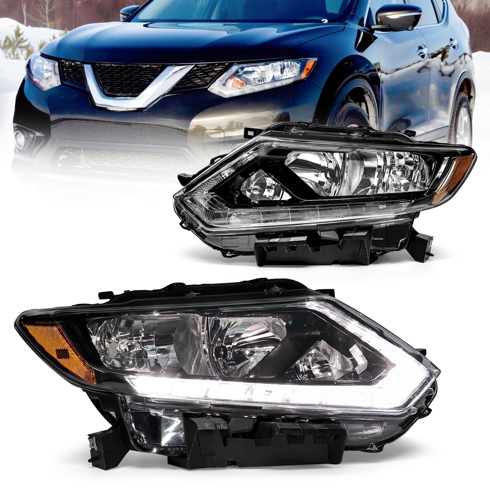 Conjunto De Faros Adcarlights Para Nissan Rogue 2014-2016