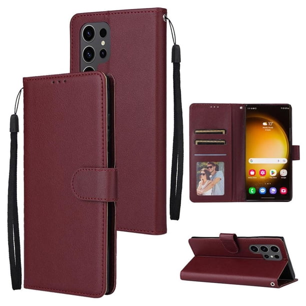 Funda Cartera para Samsung Galaxy S24 Ultra con Tarjetero, Soporte y Cordón - Protección Rojo