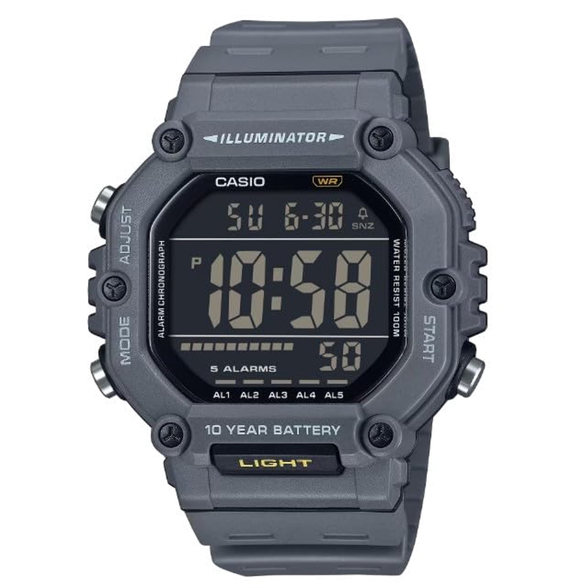 Reloj Casio Ae-1600h Series, Batería Digital De 10 Años, Color Gris