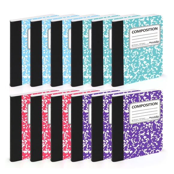 Cuadernos de composición mini Manaloom 11 × 8 cm, 4 colores, paquete de 12