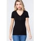 thumbnail image 1 of Top Corto de Punto Henley con Cuello en V y Manga Corta, 1 of 5