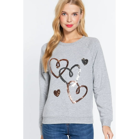Top Tipo Jersey de Felpa Francesa con Lentejuelas