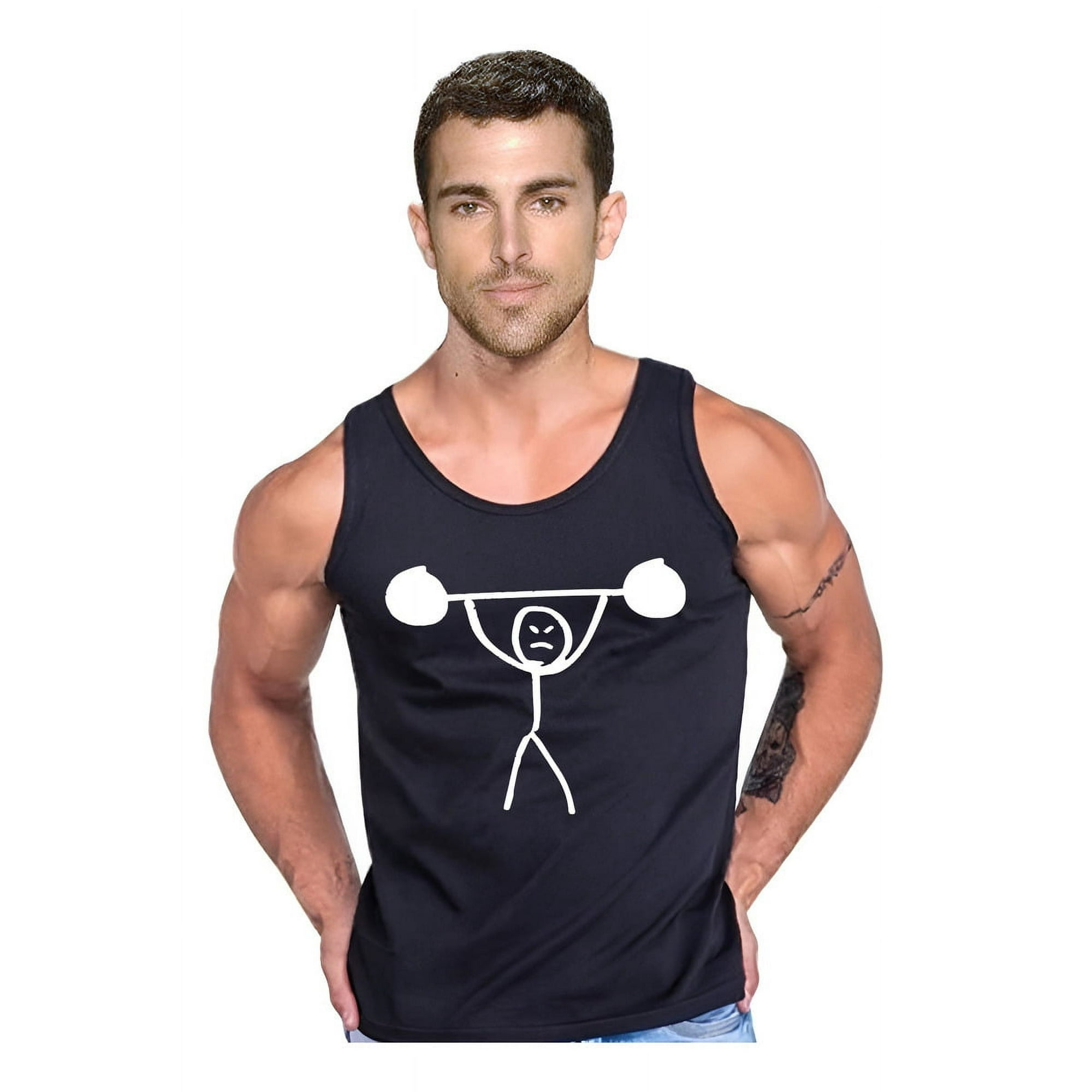 Persodesign - Polera Diseño Levantamiento De Pesas Divertido Tank Gym Talla M Negro Hombre