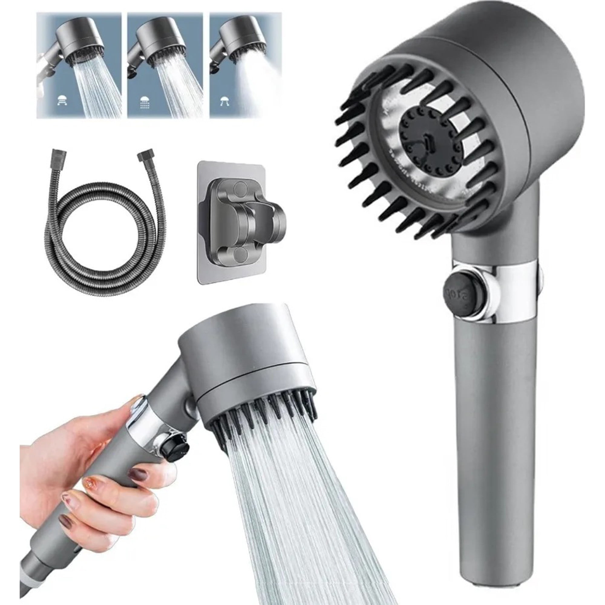 Genérica - Cabezal Ducha Telefono Kit Con Manguera Y Soporte 3 Modos