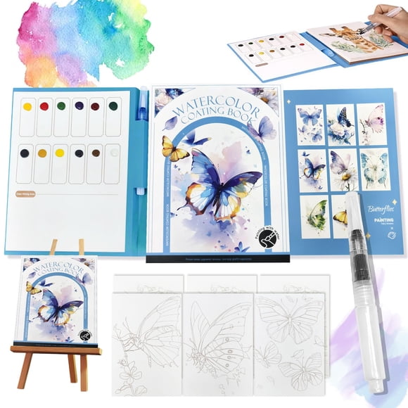 Kit para aliviar el estrés, libro de pintura en acuarela TLM 2026 Butterfly