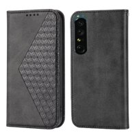 Funda Flip Foxdock Para Sony Xperia 5 Iv , Estilo Billetera Con Diseño Rombo, Correa De Mano Y Soporte, Uso Diario