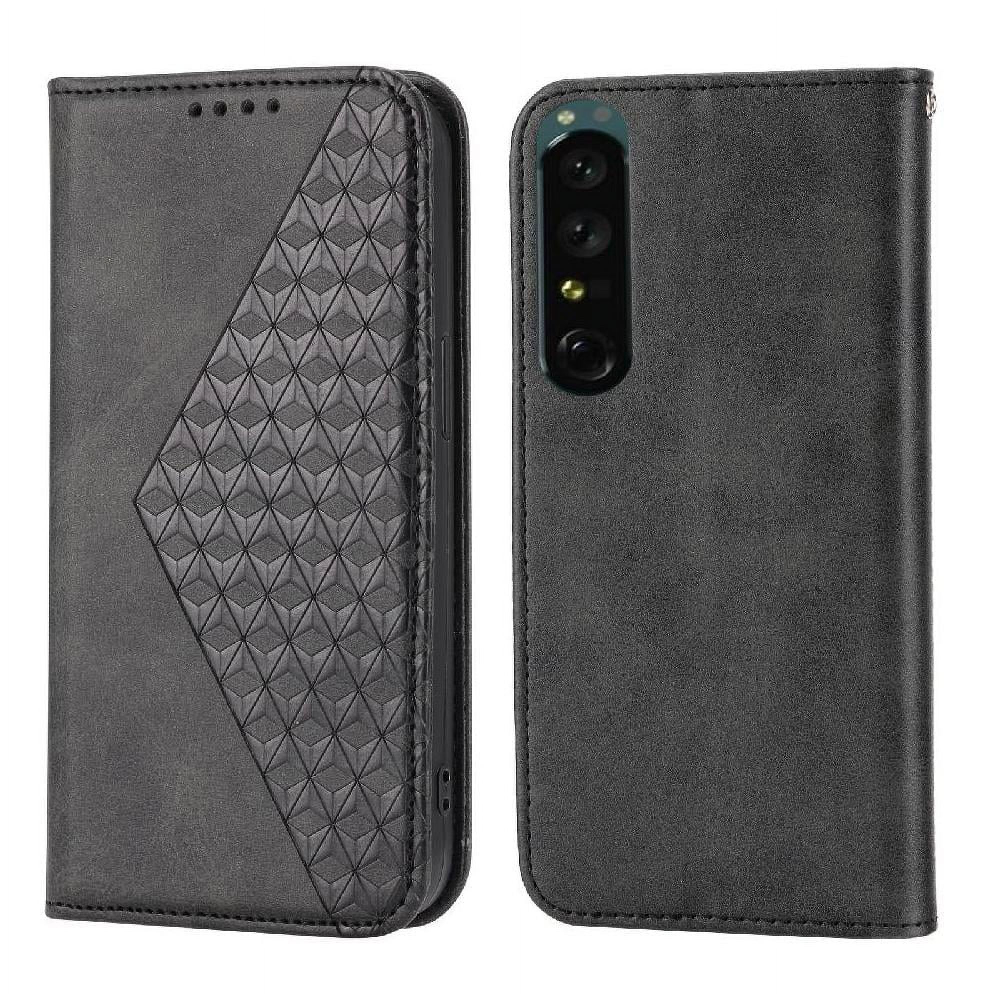 Funda Flip Foxdock Para Sony Xperia 5 Iv , Estilo Billetera Con Diseño Rombo, Correa De Mano Y Soporte, Uso Diario