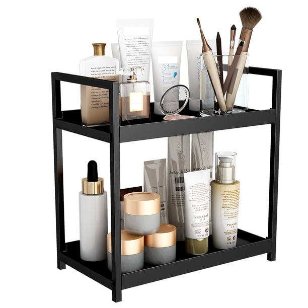Estante de baño Fixwal de madera de dos niveles para encimera de baño, ideal para cosméticos