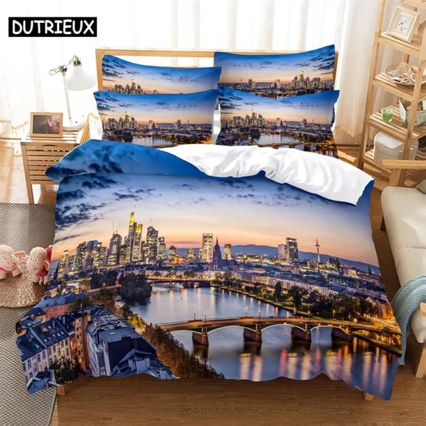 City view Digital Bedding Sets Home Bedclothes Super Cover Pillowcase Comforter Textiles Bedding Set bed cover set