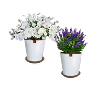 Pottery - Set De 2 Macetas Zaia 20 Cm Blanco Matte Y Sus Platos