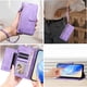 thumbnail image 4 of Funda Billetera Cremallera para Samsung Galaxy S21 FE 5G con Porta Tarjetas, Soporte y Correa Morado, 4 of 5