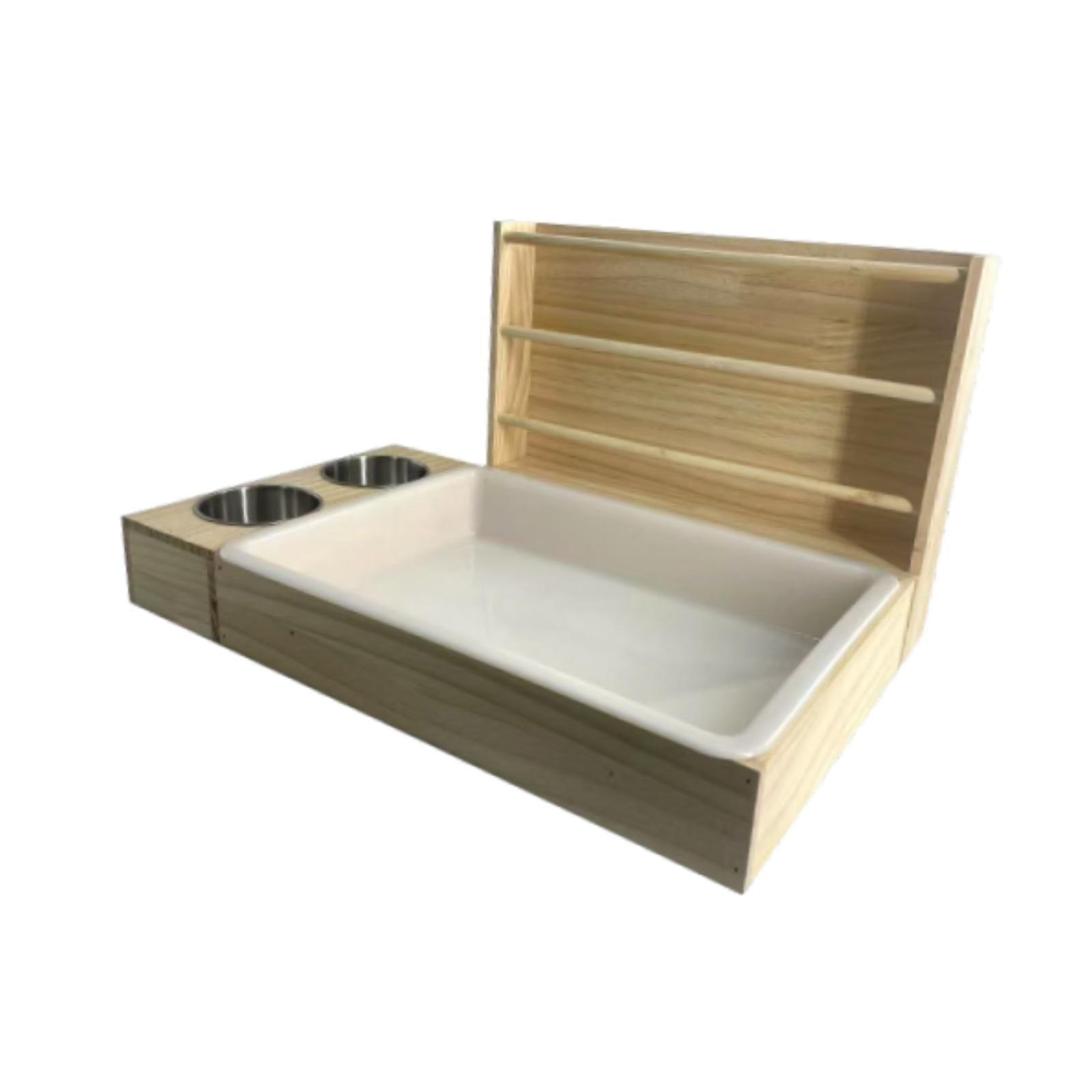 Magideal - Comedero De Heno De Madera Para Conejos, Estante Para Heno, Dispensador De Comida Fácil De Limpiar, Inodoro Para Conejos, Juguete De Búsqueda De Comid