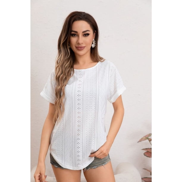 Blusa Polera Mujer Manga Corta Tipo Encaje Tendencia Premium 5001